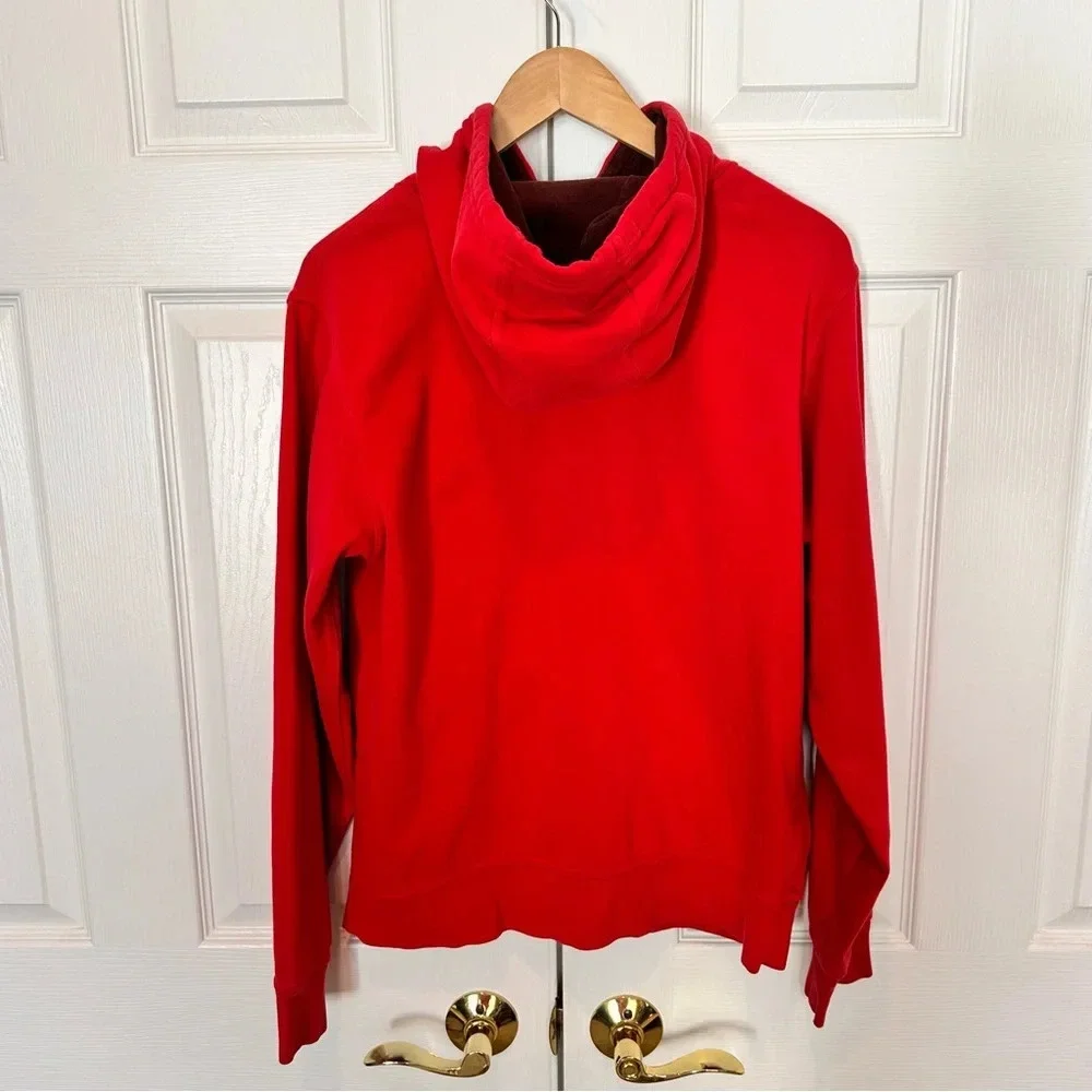 The North Face Red Logo‎ Cotton Blend Hoodie Size Small Brown Interior Hood